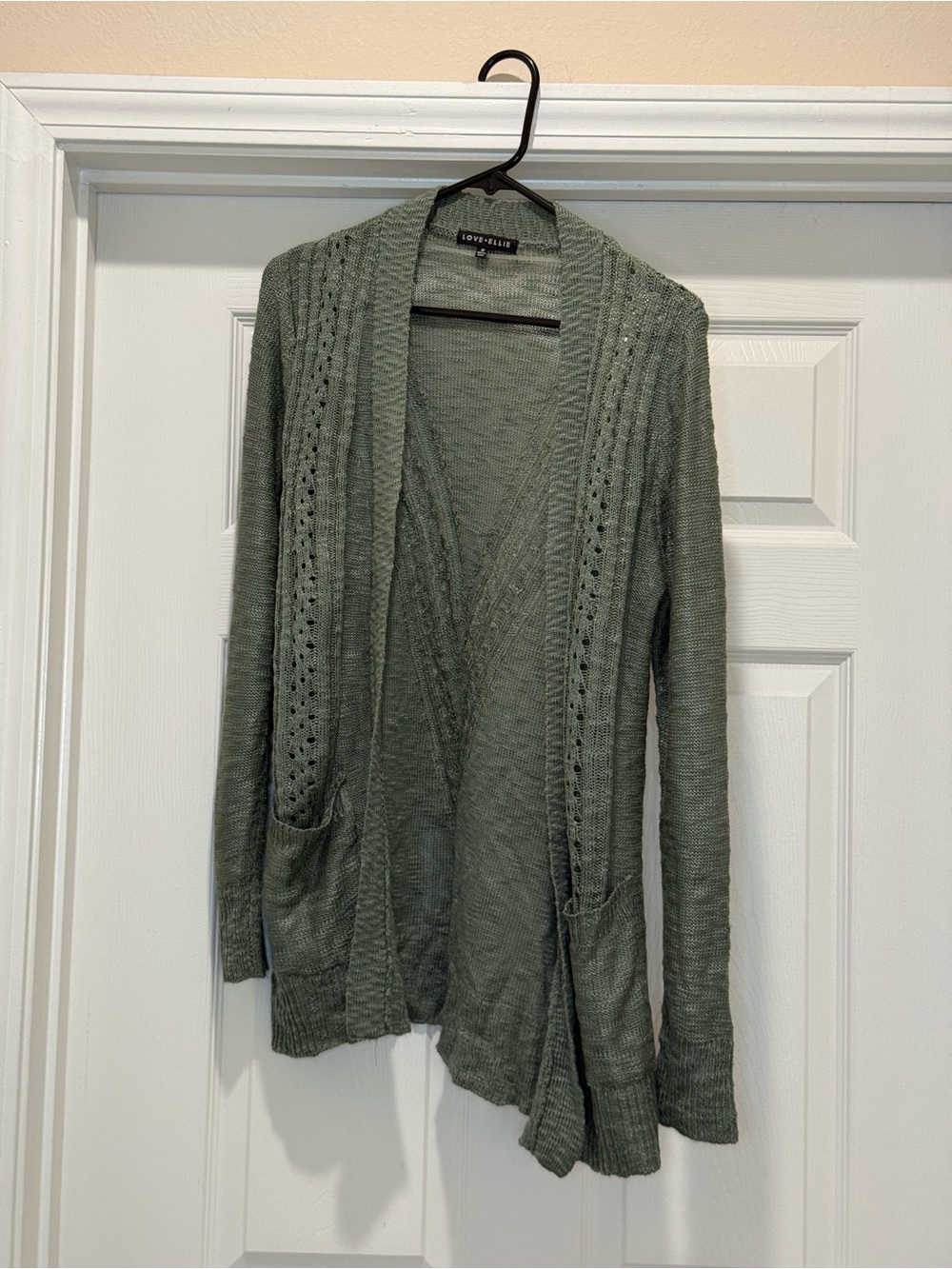 Love Ellie Soft Knit Open-Front Cardigan Sweater - Sage Green
